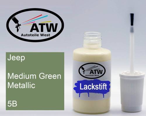 Jeep, Medium Green Metallic, 5B: 20ml Lackstift, von ATW Autoteile West.